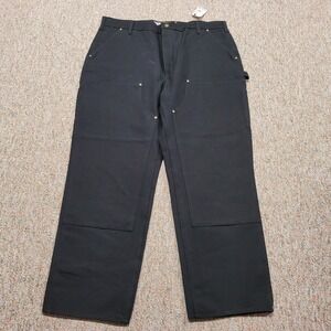 Carhartt Pants Men 42x30 Black Duck Canvas Loose Fit Double Knee Rugged Workwear